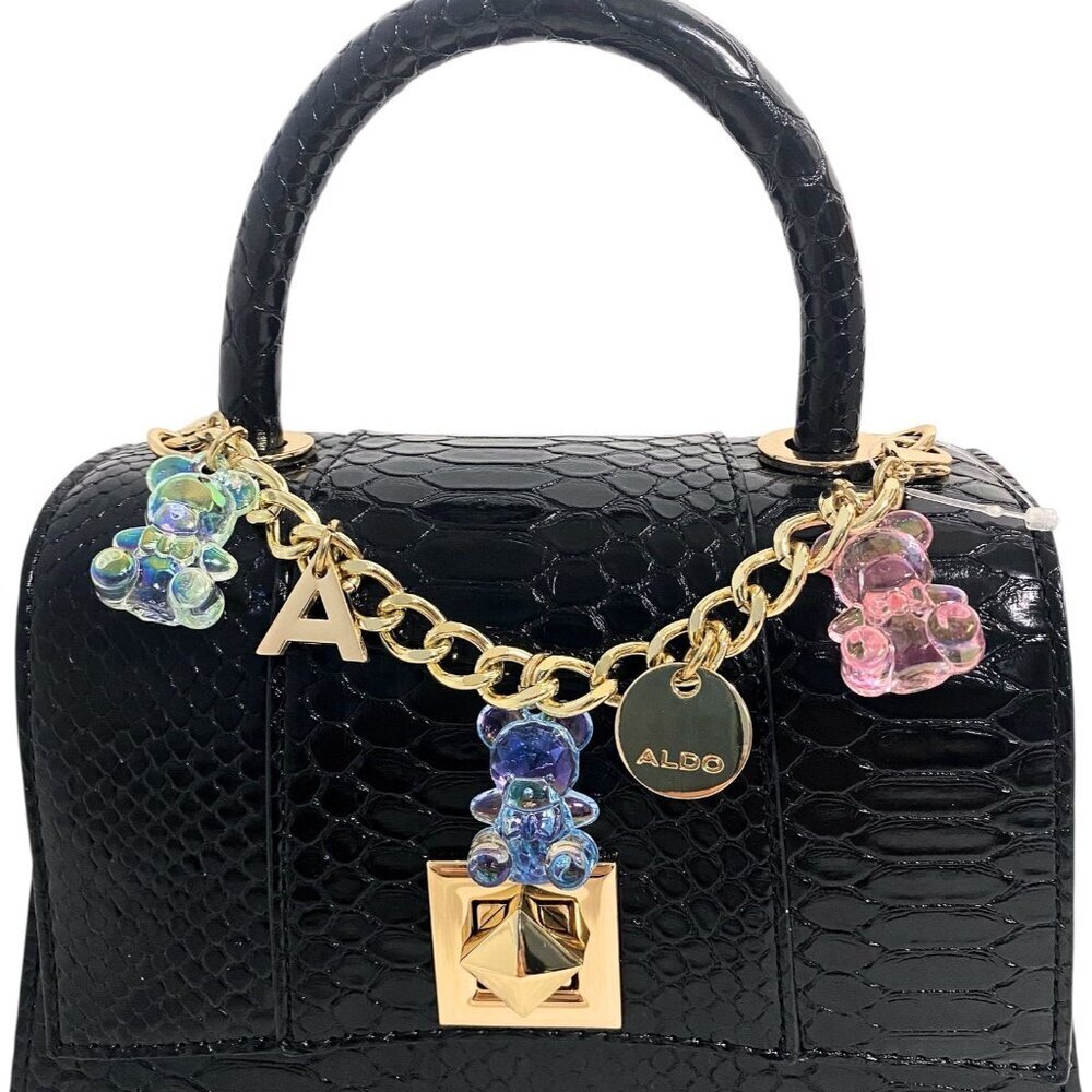 Aldo Special Edition Gummy Bear Heart Coin Case Cherries Charm Black Handbag - Picture 5 of 12
